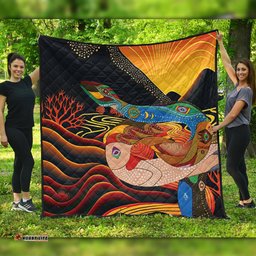 Australia Aboriginal Quilt - Rainbow Serpent In Aboriginal Dreaming Art Inspired Quilt