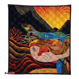 Australia Aboriginal Quilt - Rainbow Serpent In Aboriginal Dreaming Art Inspired Quilt
