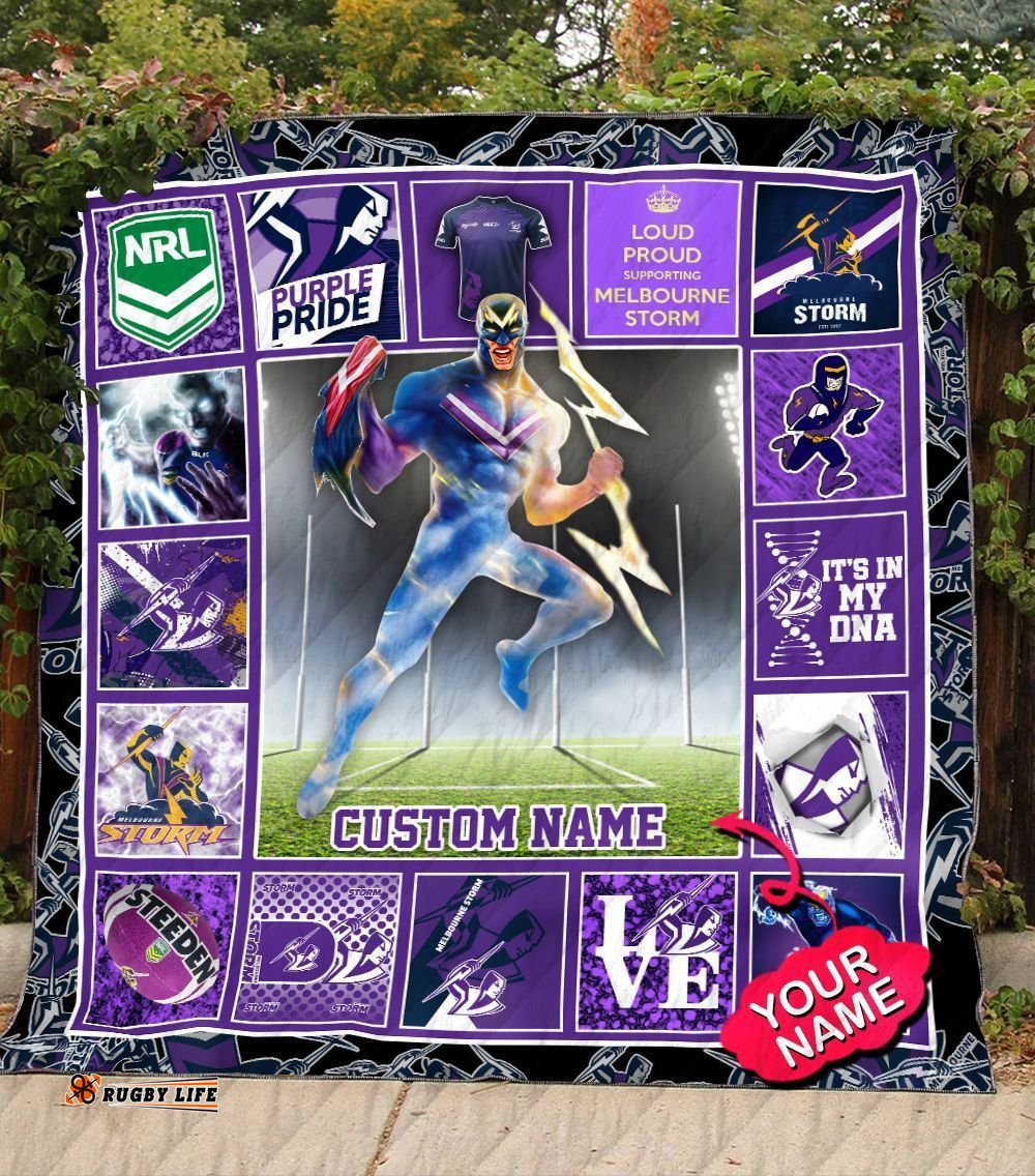 melbourne storm quilt blanket nrl quilt blanket mascot personalized