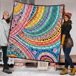Australia Aboriginal Quilt - Australian Indigenous Aboriginal Art Vivid Pastel Colours Ver 3 Quilt