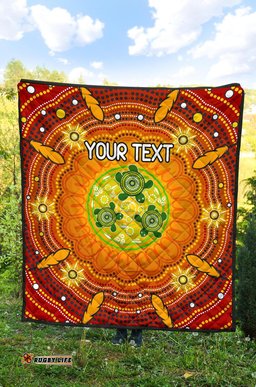custom text aboriginal premium quilt turtle circle dot painting art