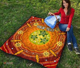 custom text aboriginal premium quilt turtle circle dot painting art