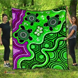 Australia Aboriginal Inspired Quilt - Aboriginal dot art painting with turtle
