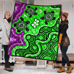 Australia Aboriginal Inspired Quilt - Aboriginal dot art painting with turtle