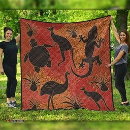 Australia Aboriginal Quilt - Aboriginal Dot Art With Animals Quilt