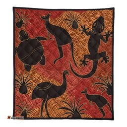 Australia Aboriginal Quilt - Aboriginal Dot Art With Animals Quilt