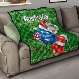 Aboriginal Christmas Quilt - Custom Australia Koala Ugly Christmas with Aboriginal Inspired Green Quilt