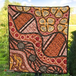 Australia Aboriginal Inspired Quilt -  Aboiginal Inspired Dot Painting Style