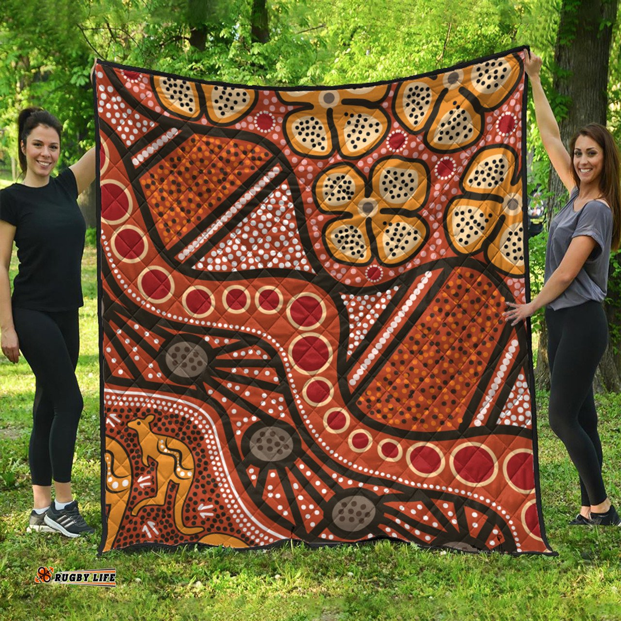 Australia Aboriginal Inspired Quilt -  Aboiginal Inspired Dot Painting Style