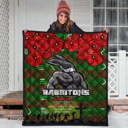 Australia Rabbitohs Quilt - Aboriginal InspiredAustralia Rabbitohs Anzac '' Lest We Forget '' With Poppy Flower Quilt
