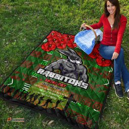 Australia Rabbitohs Quilt - Aboriginal InspiredAustralia Rabbitohs Anzac '' Lest We Forget '' With Poppy Flower Quilt