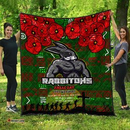 Australia Rabbitohs Quilt - Aboriginal InspiredAustralia Rabbitohs Anzac '' Lest We Forget '' With Poppy Flower Quilt