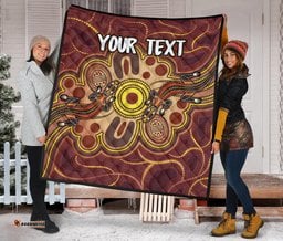 custom aboriginal premium quilt indigenous lizard dot painting art