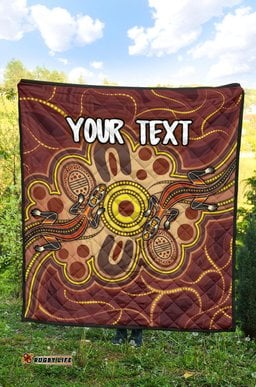 custom aboriginal premium quilt indigenous lizard dot painting art