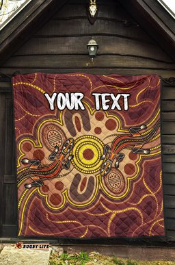 custom aboriginal premium quilt indigenous lizard dot painting art