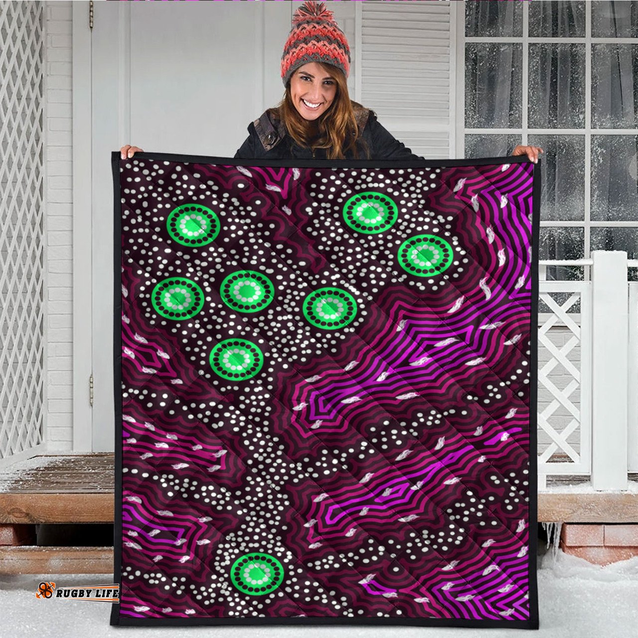 Australia Aboriginal Inspired Quilt - Aboriginal background of dreaming art