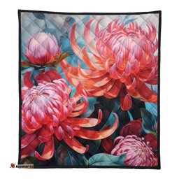 Australia Waratah Quilt - Waratah Oil Painting Abstract Ver5 Quilt