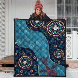 Australia Aboriginal Inspired Quilt - Aboriginal Inspired Dreaming Turtles-Dot Art