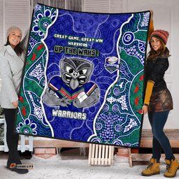 New Zealand Warriors Grand Final Custom Quilt - Custom New Zealand Warriors With Contemporary Style Of Aboriginal Painting  Quilt