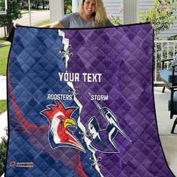 custom nrl storm and roosters rugby 2024 quilt go champions dynamic version