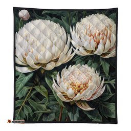Australia Waratah Quilt - White Waratah Flowers Fine Art Ver2 Quilt