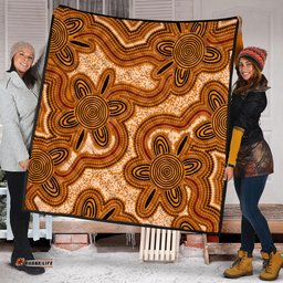 Australia Aboriginal Quilt - Aboriginal Art Background Connection Concept Quilt