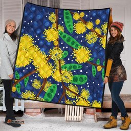 Australia Aboriginal Quilt - Australian Yellow Wattle Flower Artwork Quilt