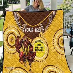 custom afl hawkthorn naidoc week quilt keep the fire burning indigenous art