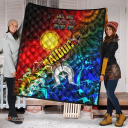 Australia Naidoc Week Quilt - Naidoc Aboriginal Inspired Dot Art Painting With Hunting "Get up, Stand up, Show up," Quilt