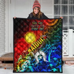 Australia Naidoc Week Quilt - Naidoc Aboriginal Inspired Dot Art Painting With Hunting "Get up, Stand up, Show up," Quilt