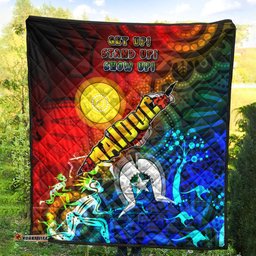 Australia Naidoc Week Quilt - Naidoc Aboriginal Inspired Dot Art Painting With Hunting "Get up, Stand up, Show up," Quilt