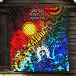 Australia Naidoc Week Quilt - Naidoc Aboriginal Inspired Dot Art Painting With Hunting "Get up, Stand up, Show up," Quilt