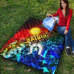 Australia Naidoc Week Quilt - Naidoc Aboriginal Inspired Dot Art Painting With Hunting "Get up, Stand up, Show up," Quilt