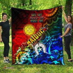 Australia Naidoc Week Quilt - Naidoc Aboriginal Inspired Dot Art Painting With Hunting "Get up, Stand up, Show up," Quilt