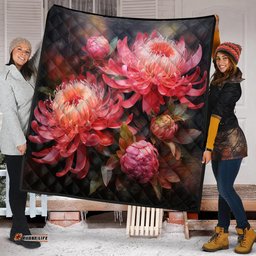 Australia Waratah Quilt - Waratah Oil Painting Abstract Ver1 Quilt