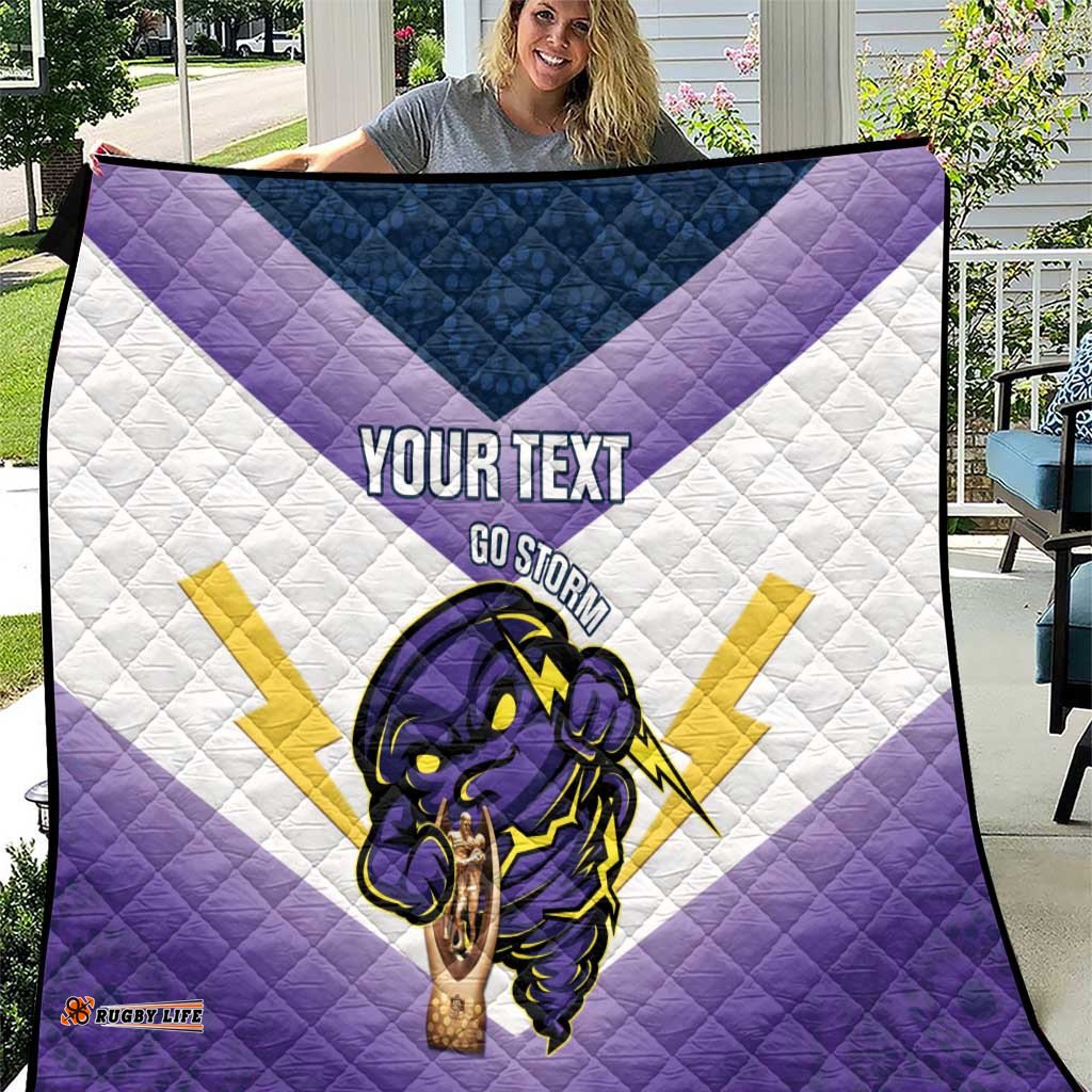 personalised storm rugby 2024 quilt mascot with trophy go champions aboriginal art