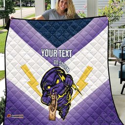 personalised storm rugby 2024 quilt mascot with trophy go champions aboriginal art