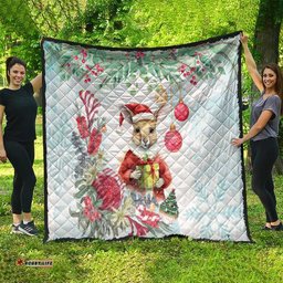 australia christmas quilt kangaroo santa with aussie flower watercolor