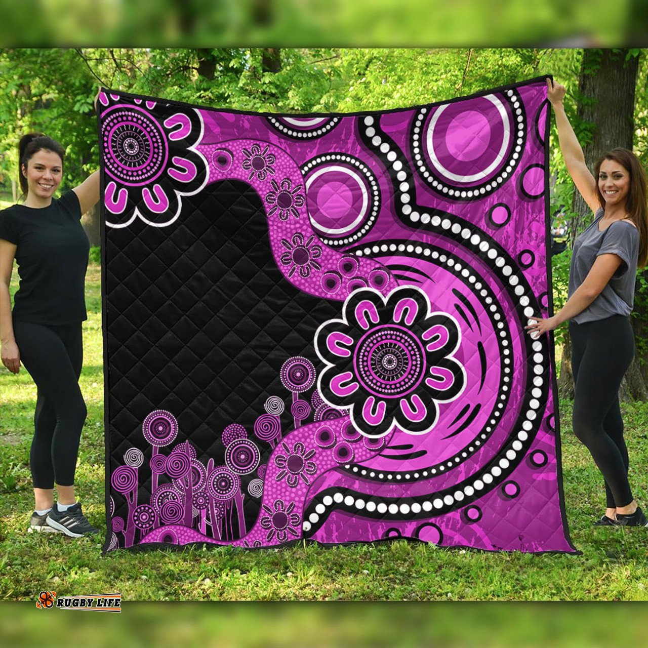 Australia Quilt Aboriginal Indigenous Dot Painting Pink