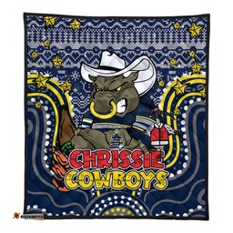 North Queensland Cowboys Christmas Custom Quilt - Christmas Knit Patterns Vintage Jersey Ugly Quilt