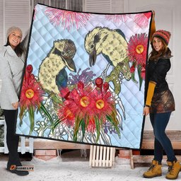 Australia Kookaburra Quilt - Couple Kookaburra With Eucalyptus Flower Art Quilt