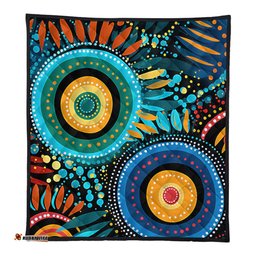 Australia Aboriginal Quilt - Traditional Australian Aboriginal Native Design (Black) Ver 4 Quilt