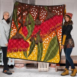 Australia Aboriginal Quilt - Red Eucalyptus Aboriginal Dot Art Quilt