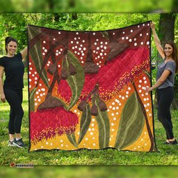 Australia Aboriginal Quilt - Red Eucalyptus Aboriginal Dot Art Quilt