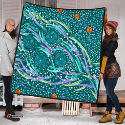 Australia Aboriginal Quilt - Turquoise Dot Dreamtime Quilt