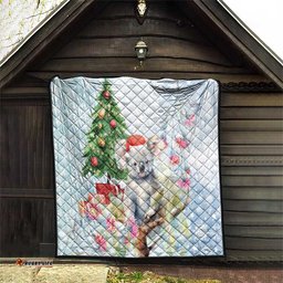 australia christmas quilt koala santa with eucalyptus watercolor