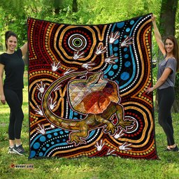 Australia Aboriginal Inspired Quilt - Aboriginal Inspired frill necked lizard dreaming