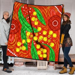 Australia Aboriginal Quilt - Aboriginal Dot Art Of Australian Yellow Wattle Painting Quilt