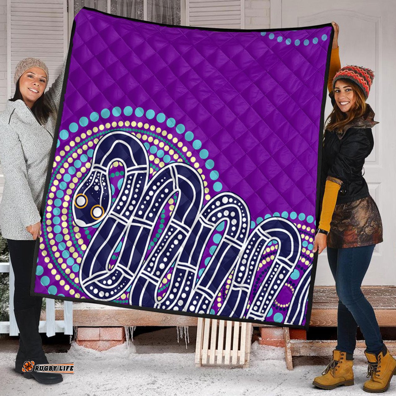 Australia Aboriginal Quilt - Purple Rainbow Serpent Dreaming Inspired Quilt