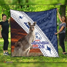 Australia Australia Day Quilt - Kangaroo Happy Australia Day Aboriginal Pattern Quilt